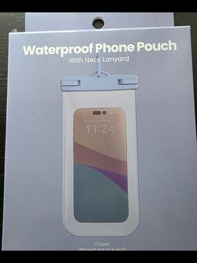 Waterproof Phone Pouch with Neck Lanyard - Light Blue Seal